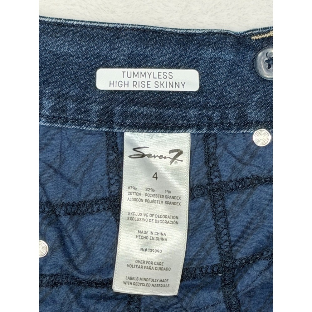 Seven7 Jeans Tummyless High Rise Skinny Size 4 Dark Denim Extreme Stretch - Picture 9 of 10